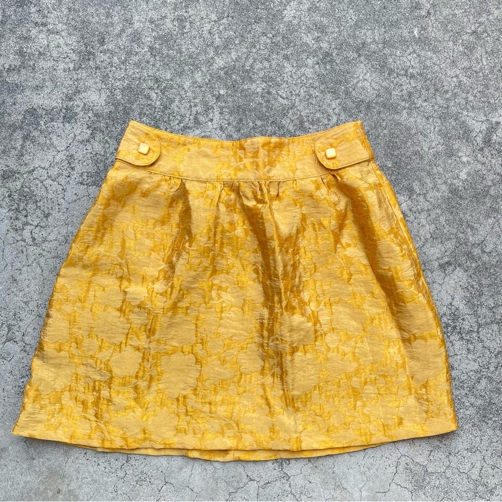 NWT Anthropologie Tulle Textured Mini Skirt embossed mustard yellow large